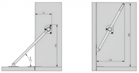 Mecanism limitator cu autofranare pentru usa bar, L: 258 mm [1]
