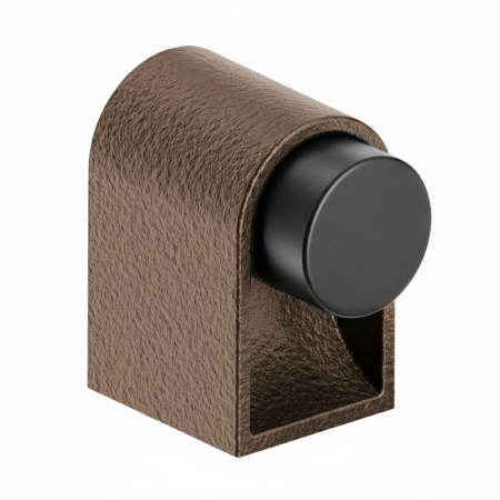 Opritoare usi - Opritor pentru usa Casey, finisaj maro metalic texturat/negru mat, 47x30 mm