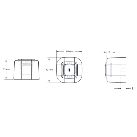 Opritor pentru usa Square, finisaj alama satin/negru mat CB, 40X40 mm [3]