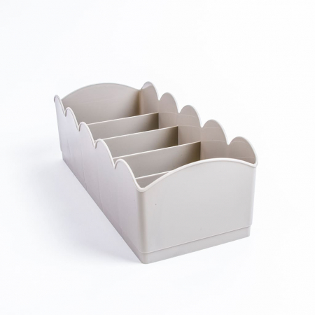 Organizatoare haine - Organizator cu 5 compartimente pentru sosete si bijuterii, gri deschis, 23x10x7.5 cm
