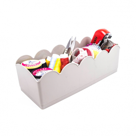 Organizator cu 5 compartimente pentru sosete si bijuterii, gri deschis, 23x10x7.5 cm [2]