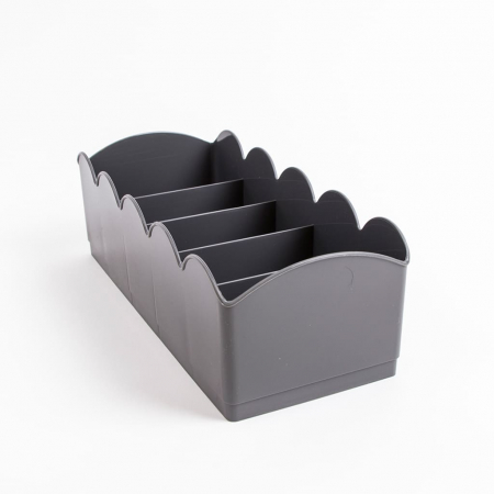 Organizare haine - Organizator cu 5 compartimente pentru sosete si bijuterii, gri inchis, 23x10x7.5 cm