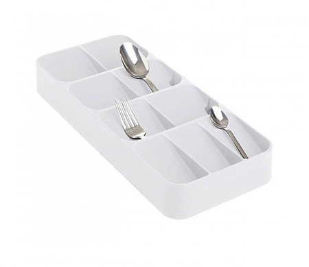Suporturi organizare tacamuri si ustensile - Organizator pentru tacamuri cu 9 compartimente, alb, 38.5x16.5x5.2 cm