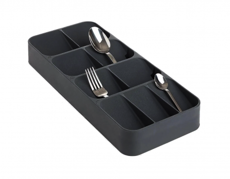 Suporturi organizare tacamuri si ustensile - Organizator pentru tacamuri cu 9 compartimente, antracit, 38.5x16.5x5.2 cm