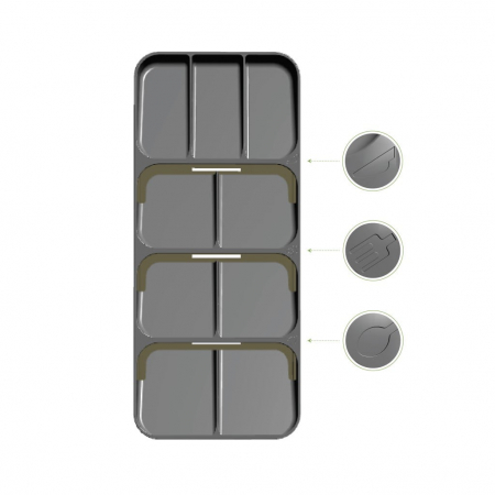 Organizator pentru tacamuri cu 9 compartimente, gri deschis, 38.5x16.5x5.2 cm [4]
