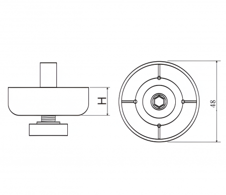 Picior Butuc reglabil pentru mobilier D:48 mm, H:44 mm [7]