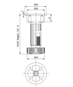 Picior cilindric negru H:150 mm pentru mobilier [4]