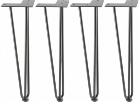 Picioare mese de bucatarie - Picior de masa Arto cu 3 tije Ø12 mm, finisaj negru mat, H:304 mm, set 4 bucati