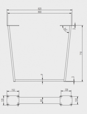 Picior de masa Industria Trapez, finisaj negru mat, 710x820 mm [1]