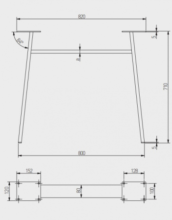 Picior de masa Industria H, finisaj negru mat, 710x820 mm [2]