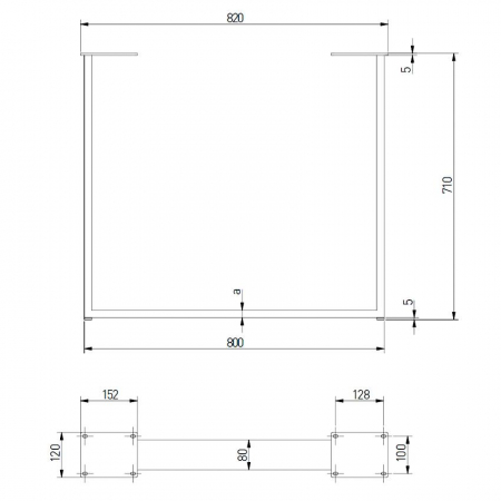 Picior de masa Industria U, finisaj negru mat, 710x820 mm [2]