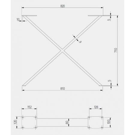 Picior de masa Industria X, finisaj negru mat, 710x820 mm [1]