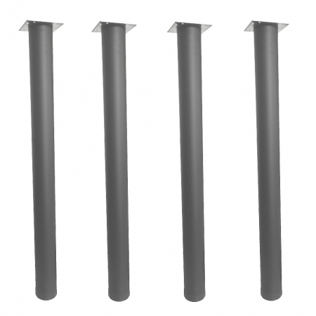 Picioare mese de bucatarie - Picior masa gri antracit din metal profil rotund #60 H 710, set 4 buc