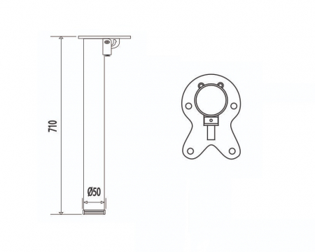 Picior masa rabatabil H=710 mm, D=50 mm, cilindric, finisaj negru [1]