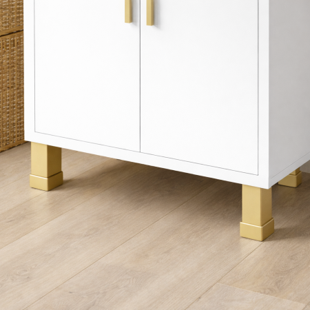 Picior metalic pentru mobilier H:100 mm, finisaj auriu mat, profil patrat 40x40 mm cu masca [3]