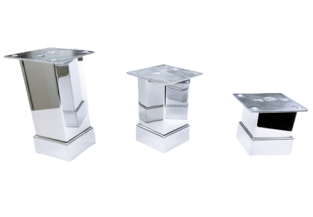 Picior metalic pentru mobilier H:100 mm, finisaj crom lucios, profil patrat 40x40 mm cu masca [1]