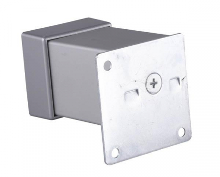 Picior metalic pentru mobilier H:120 mm, finisaj aluminiu, profil patrat 40x40 mm cu masca [2]