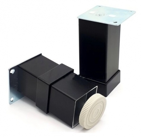 Picior metalic pentru mobilier H:150 mm, finisaj negru, profil patrat 40x40 mm cu masca [3]