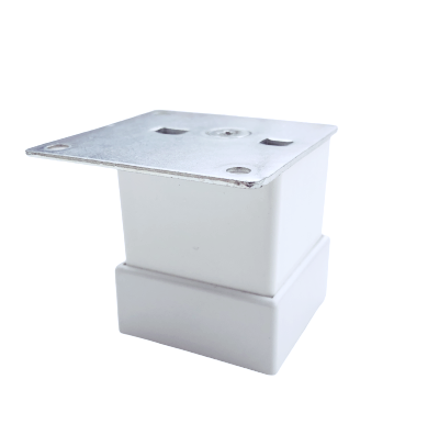 Picioare mobila reglabile - Picior metalic pentru mobilier H:50 mm, finisaj alb, profil patrat 40x40 mm cu masca