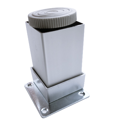 Picior metalic pentru mobilier H:80 mm, finisaj aluminiu, profil patrat 40x40 mm cu masca [1]
