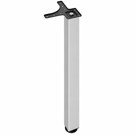 Picioare mese de bucătărie - Picior pentru masă cu profil pătrat 50x50 mm, finisaj aluminiu, H:710