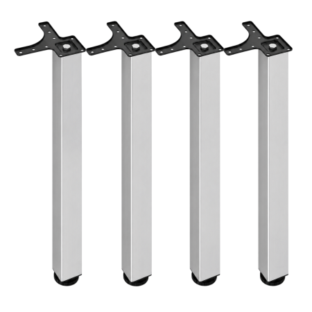 Picioare mese de bucătărie - Picior pentru masă cu profil pătrat 50x50 mm, finisaj aluminiu, H:710, set 4 bucăți