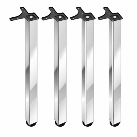 Picioare mese de bucătărie - Picior pentru masă cu profil pătrat 50x50 mm, finisaj crom lucios, H:710, set 4 bucăți