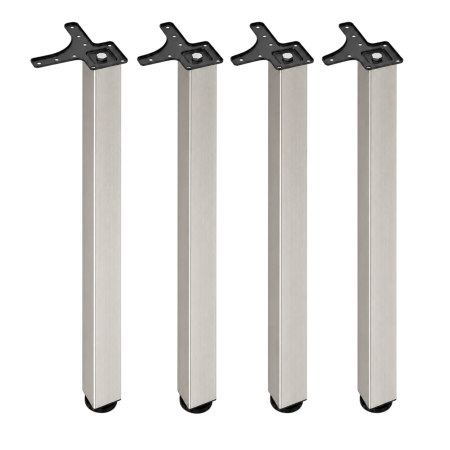 Picioare mese de bucătărie - Picior pentru masă cu profil pătrat 50x50 mm, finisaj nichel satinat, H:710, set 4 bucăți