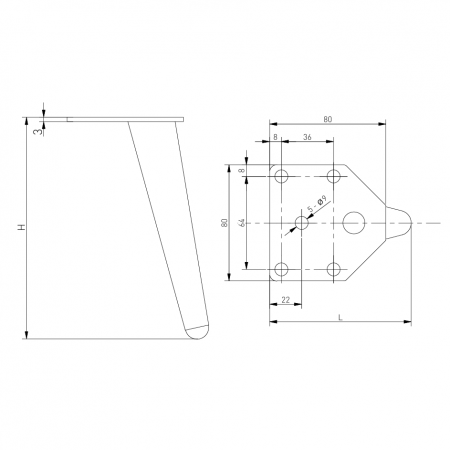 Picior pentru mobilier Anchor, finisaj negru mat GT, H:120 mm [4]