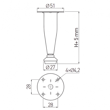 Picior pentru mobilier D-03, finisaj crom lucios GT, H:100 mm [2]