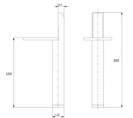 Picior pentru mobilier Ronda, finisaj negru mat GT, H:150 mm [3]