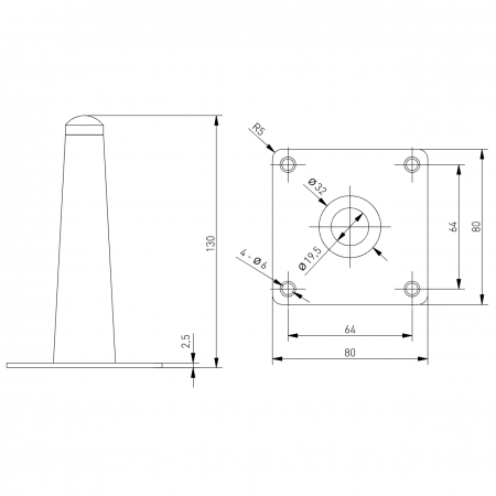 Picior pentru mobilier Spire, finisaj auriu periat GT, H:130 mm [6]