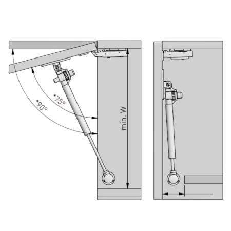 Piston cu gaz GTV GAM cu amortizare pentru ușă rabatabilă, 150 N, antracit [2]