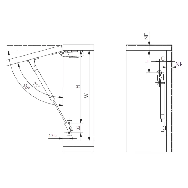 Piston cu gaz GTV NEO pentru ușă rabatabilă, 50 N, alb [4]