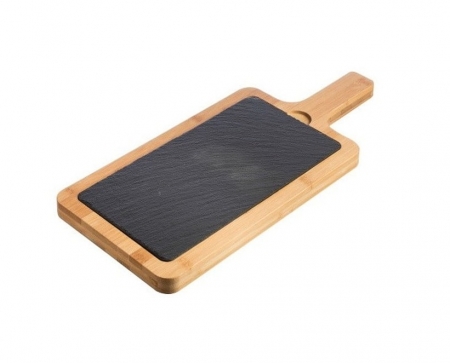 Depozitarea si servirea alimentelor - Platou din bambus cu ardezie pentru servit 40 x 19 x 1,5 cm