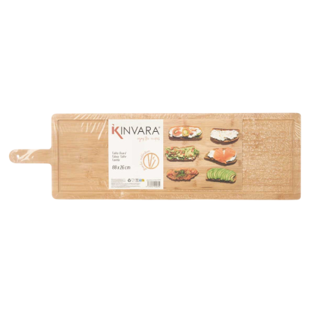 Platou pentru aperitive Kinvara, din bambus, cu mâner și picioare, 88 × 26 cm [1]