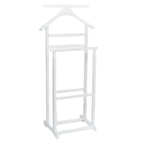 Organizatoare haine - Portmantou dublu din lemn masiv de fag, finisaj alb, 470x360x1010 mm