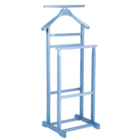 Organizatoare haine - Portmantou dublu din lemn masiv de fag, finisaj albastru, 470x360x1010 mm