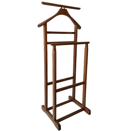 Organizatoare haine - Portmantou dublu din lemn masiv de fag, finisaj nuc, 470x360x1010 mm