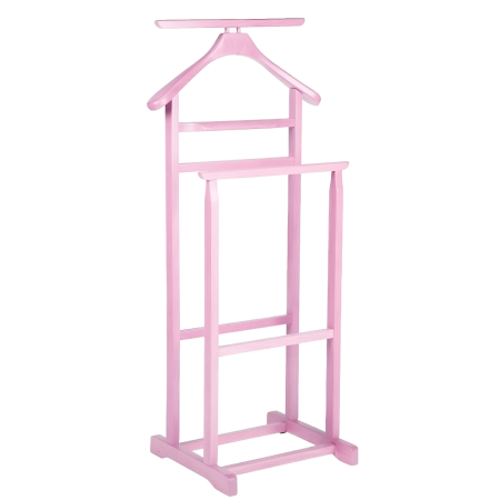 Organizatoare haine - Portmantou dublu din lemn masiv de fag, finisaj roz, 470x360x1010 mm