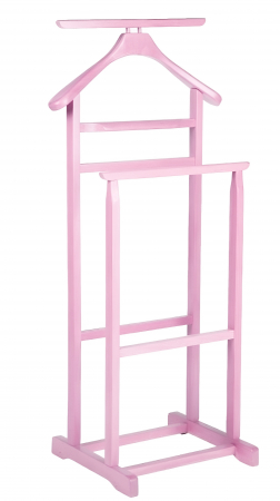 Organizatoare haine - Portmantou dublu din lemn masiv de fag, finisaj roz, 470x360x1010 mm