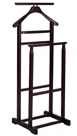 Organizatoare haine - Portmantou dublu din lemn masiv de fag, finisaj wenge maro, 470x360x1010 mm