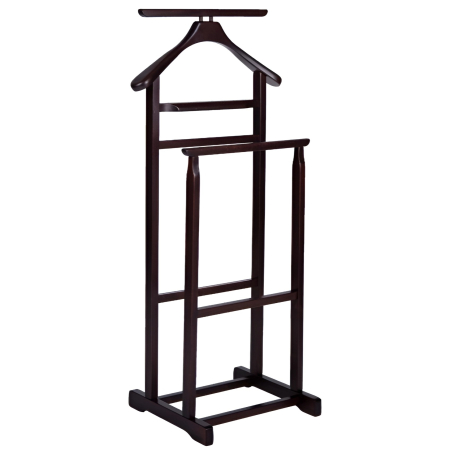 Organizatoare haine - Portmantou dublu din lemn masiv de fag, finisaj wenge maro, 470x360x1010 mm