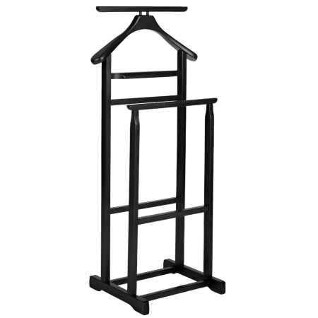 Organizatoare haine - Portmantou dublu din lemn masiv de fag, finisaj wenge negru, 470x360x1010 mm