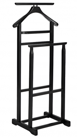 Organizatoare haine - Portmantou dublu din lemn masiv de fag, finisaj wenge negru, 470x360x1010 mm