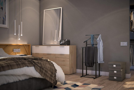 Portmantou dublu din lemn masiv de fag, finisaj wenge negru, 470x360x1010 mm [3]