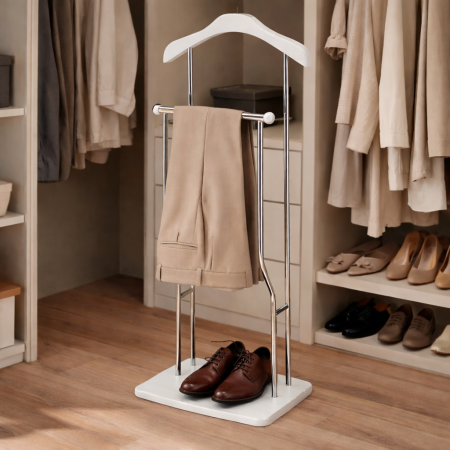 Portmantou dublu Greg, cu spatiu pentru pantofi, finisaj alb, 400x300x1070 mm [3]