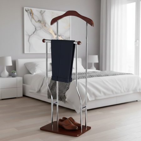 Portmantou dublu Greg, cu spatiu pentru pantofi, finisaj wenge maro, 400x300x1070 mm [2]