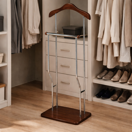 Portmantou dublu Greg, cu spatiu pentru pantofi, finisaj wenge maro, 400x300x1070 mm [4]