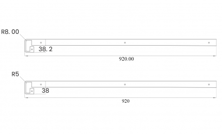 Prelungire blat 38 mm, finisaj aluminiu, L:920 mm [3]